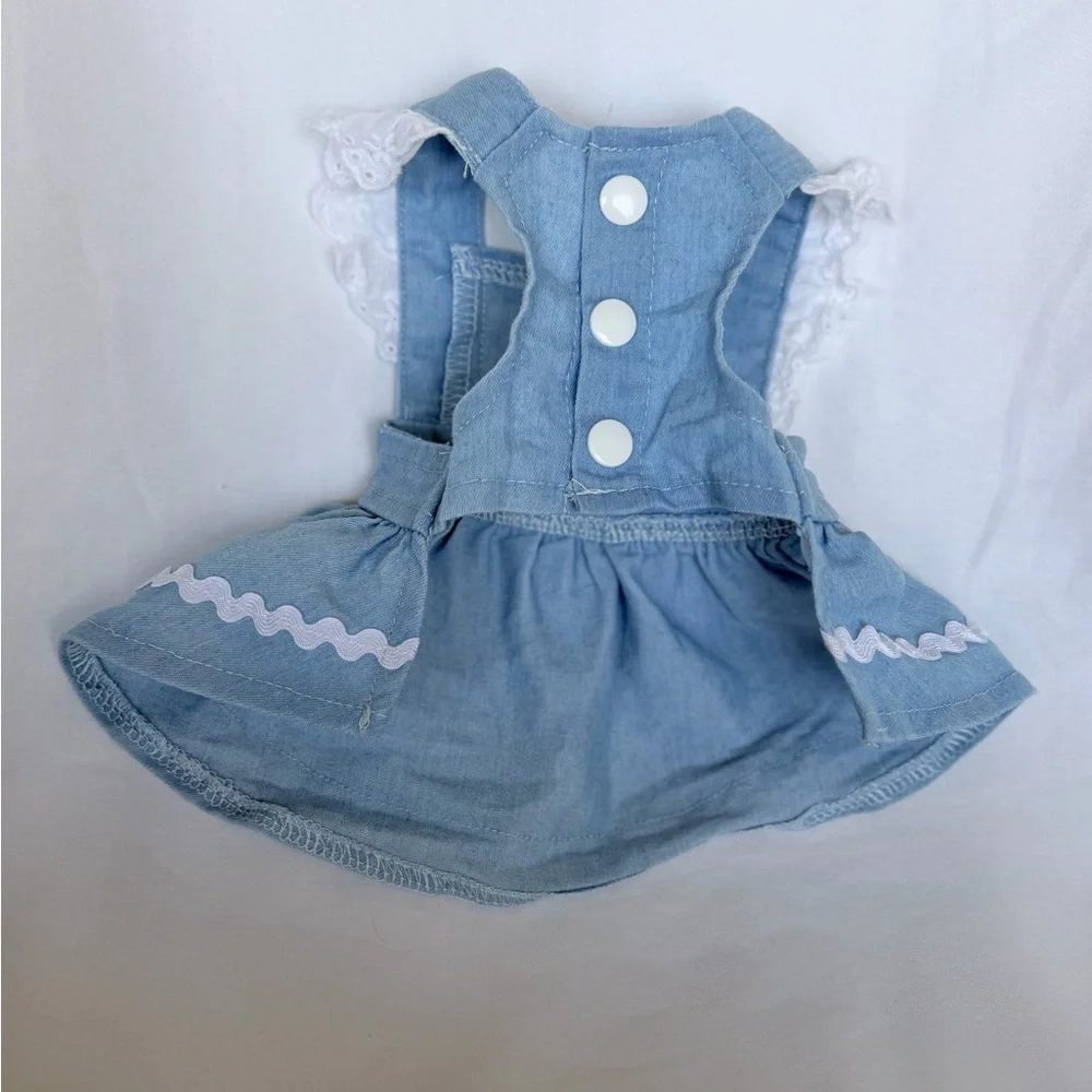 Light Blue Denim Strawberry Dog Dress with D-Ring